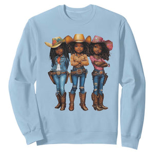 Black African American Cowgirl Baby Western Country Texas Sweatshirt TS11 Light Blue Print Your Wear