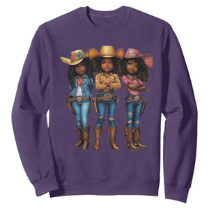 Black African American Cowgirl Baby Western Country Texas Sweatshirt TS11 Purple Print Your Wear