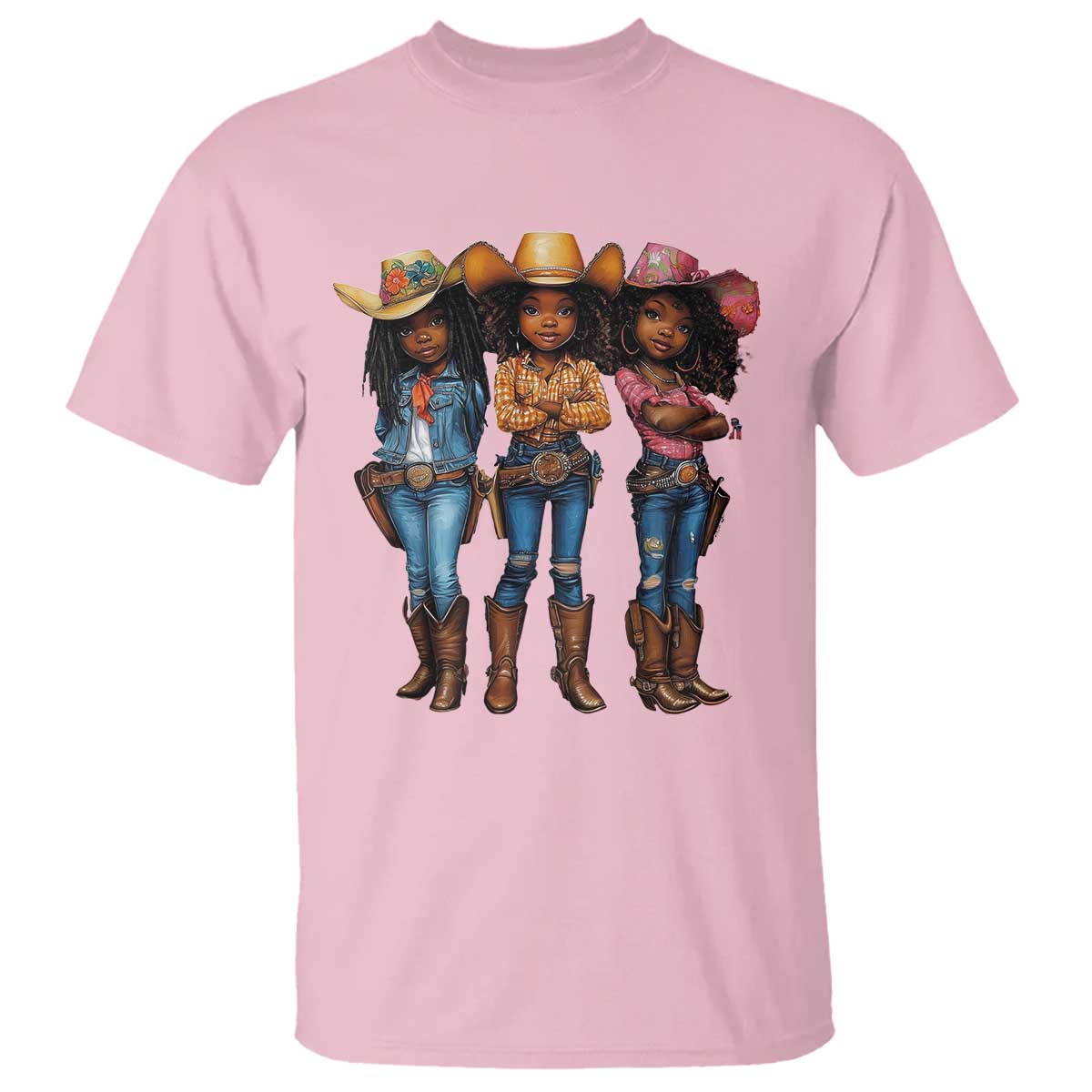 Black African American Cowgirl Baby Western Country Texas T Shirt TS11 Light Pink Print Your Wear