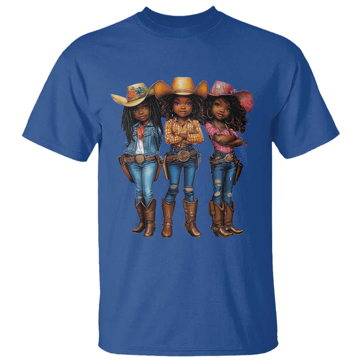 Black African American Cowgirl Baby Western Country Texas T Shirt TS11 Royal Blue Print Your Wear