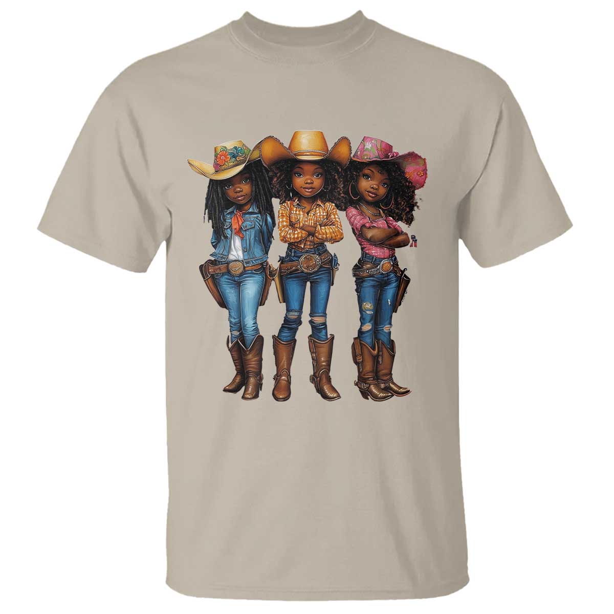 Black African American Cowgirl Baby Western Country Texas T Shirt TS11 Sand Print Your Wear