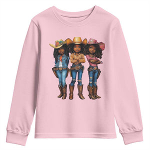 Black African American Cowgirl Baby Western Country Texas Youth Sweatshirt TS11 Light Pink Print Your Wear