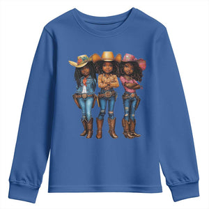 Black African American Cowgirl Baby Western Country Texas Youth Sweatshirt TS11 Royal Blue Print Your Wear