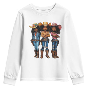 Black African American Cowgirl Baby Western Country Texas Youth Sweatshirt TS11 White Print Your Wear
