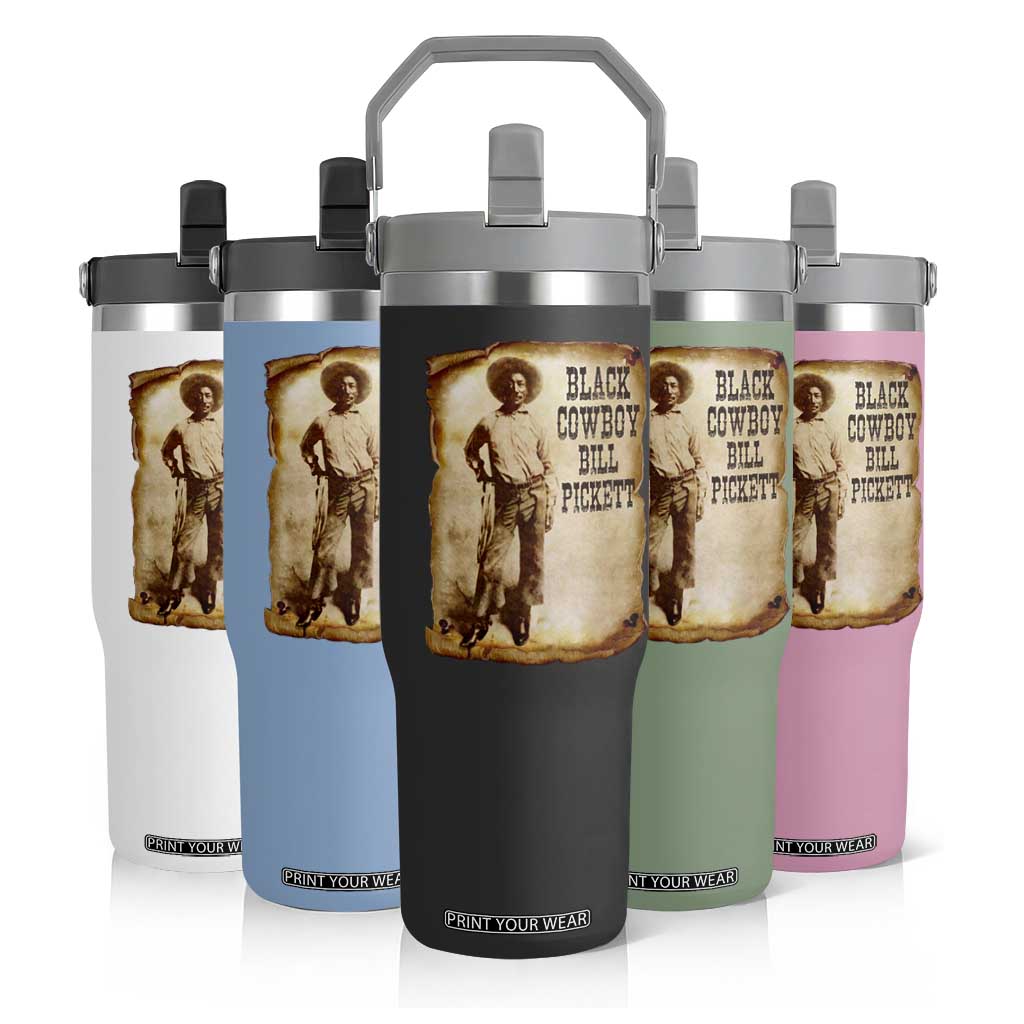 Black Cowboy Bill Pickett Flip Straw Tumbler African American Cowboys Black History TS10 Print Your Wear