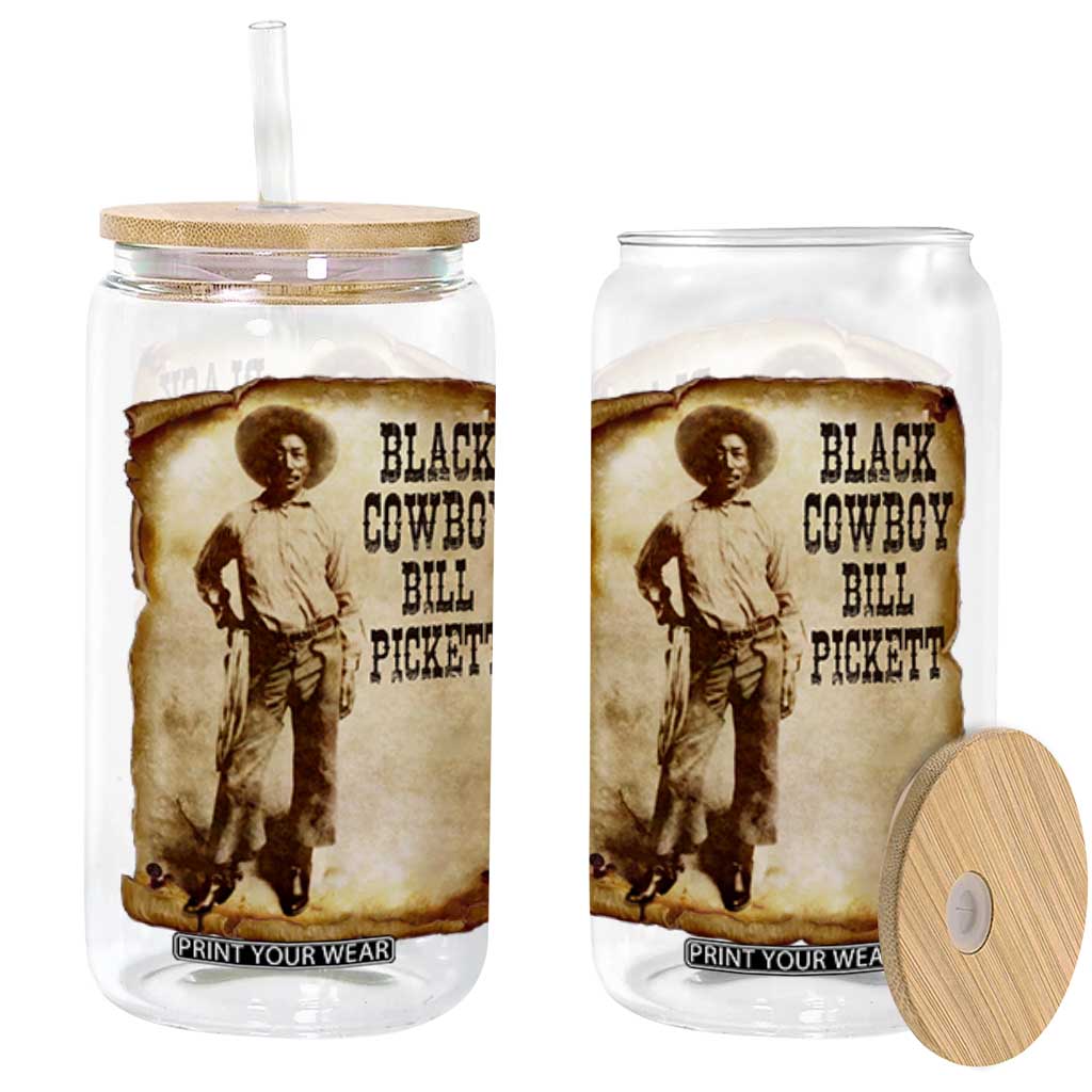 Black Cowboy Bill Pickett Glass Can African American Cowboys Black History TS10 Black Print Your Wear