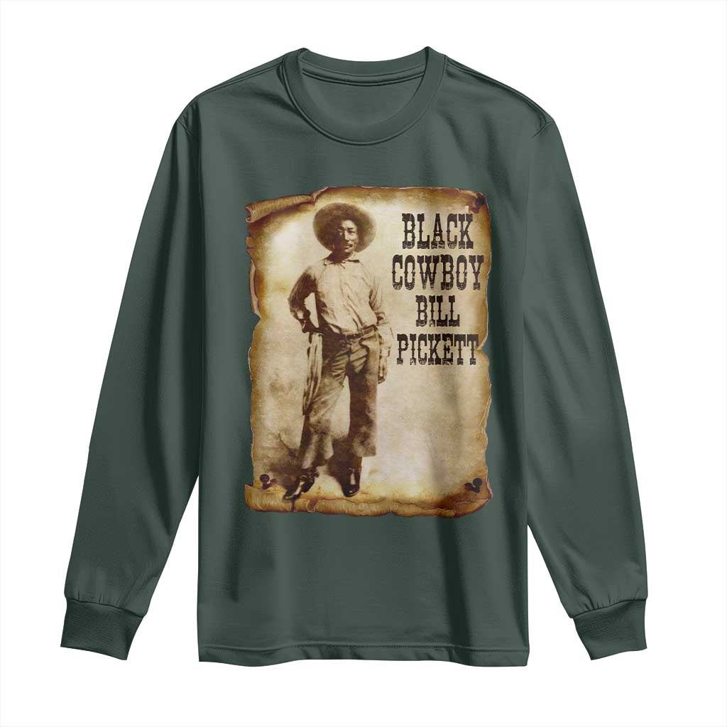 Black Cowboy Bill Pickett Long Sleeve Shirt African American Cowboys Black History TS10 Dark Forest Green Print Your Wear