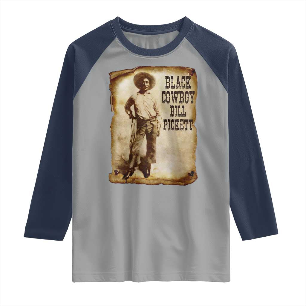 Black Cowboy Bill Pickett Raglan Shirt African American Cowboys Black History TS10 Sport Gray Navy Print Your Wear
