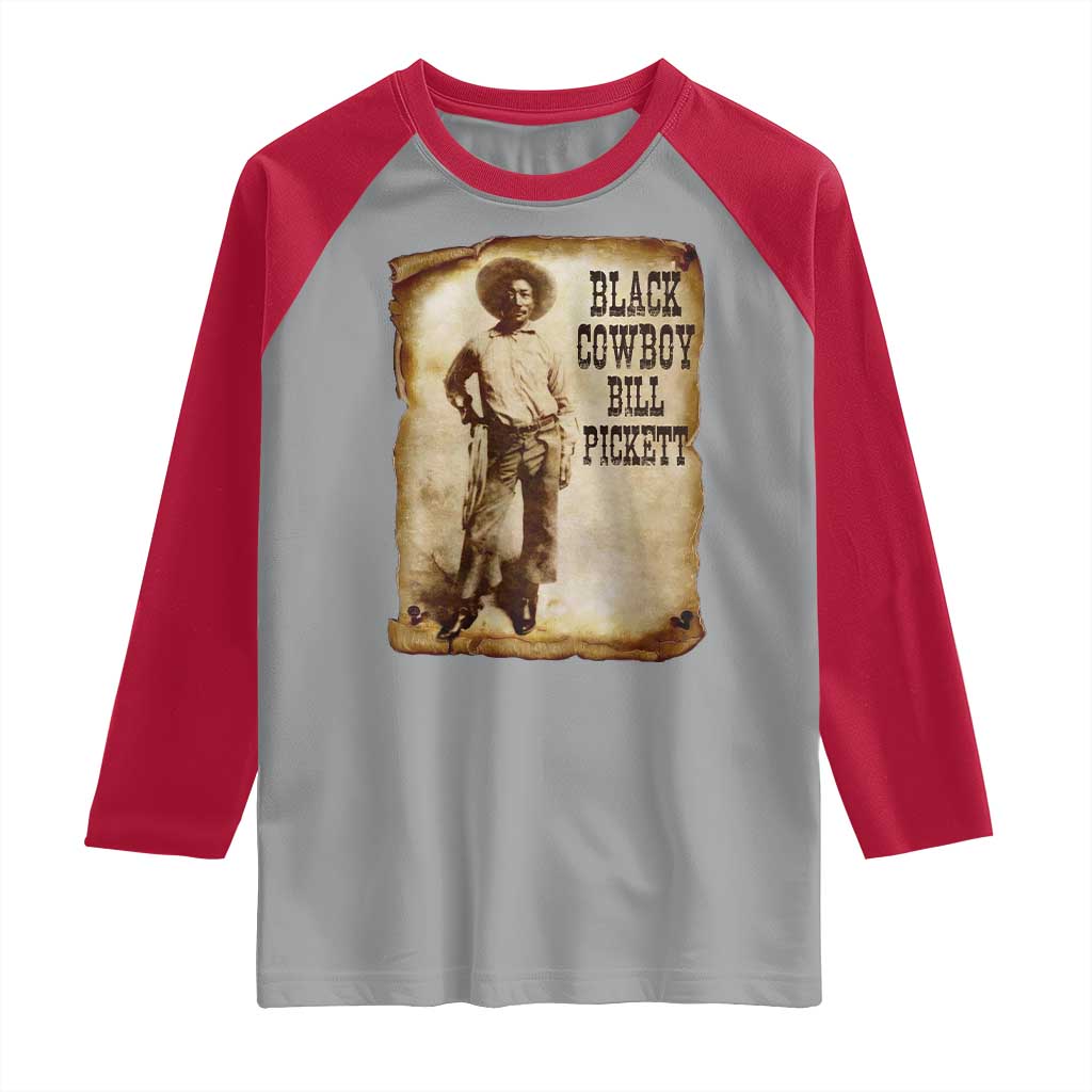 Black Cowboy Bill Pickett Raglan Shirt African American Cowboys Black History TS10 Sport Gray Red Print Your Wear