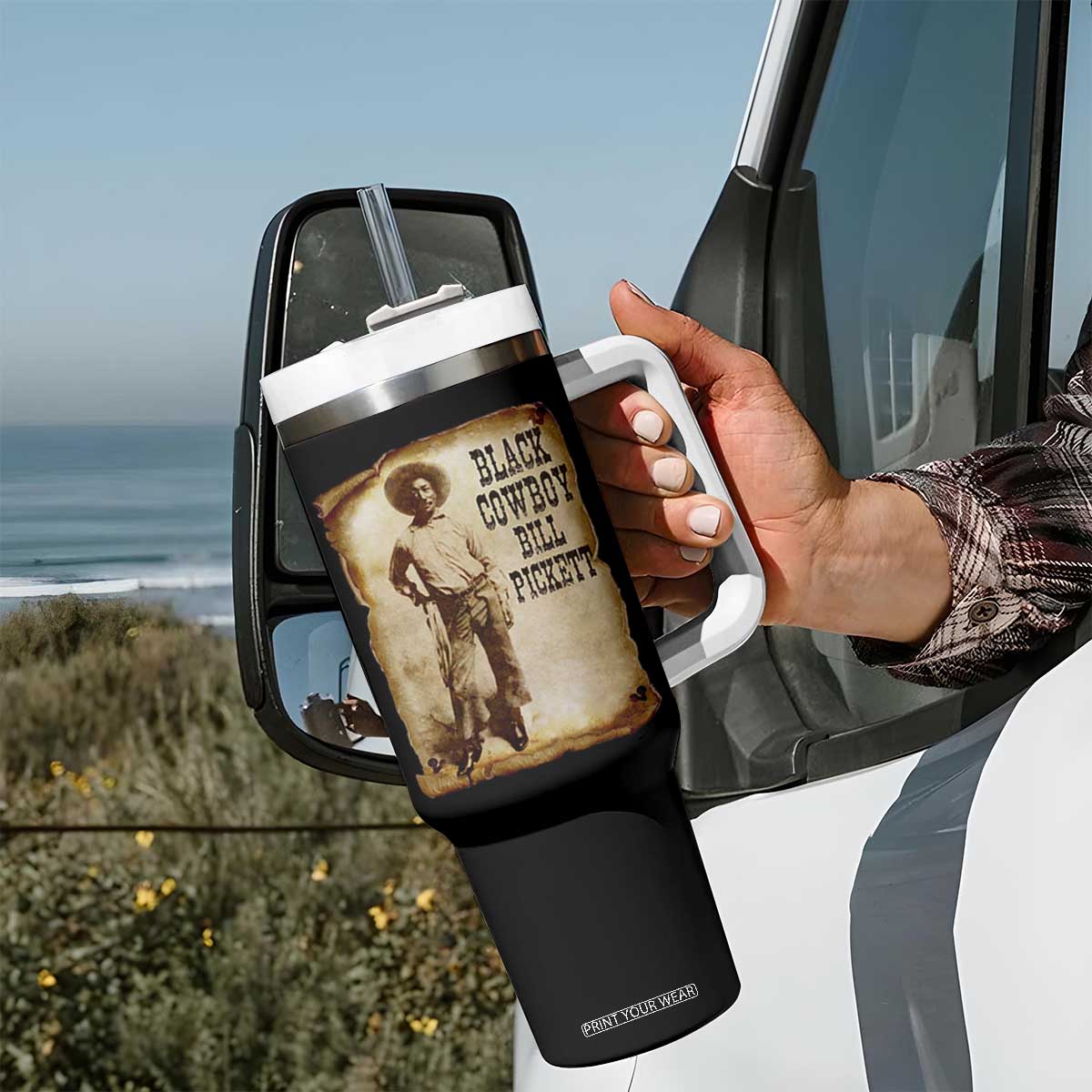 Black Cowboy Bill Pickett Tumbler With Handle African American Cowboys Black History TS10 Print Your Wear