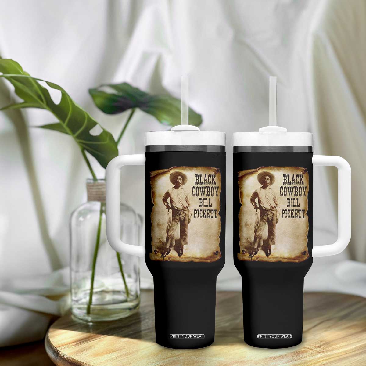 Black Cowboy Bill Pickett Tumbler With Handle African American Cowboys Black History TS10 Print Your Wear