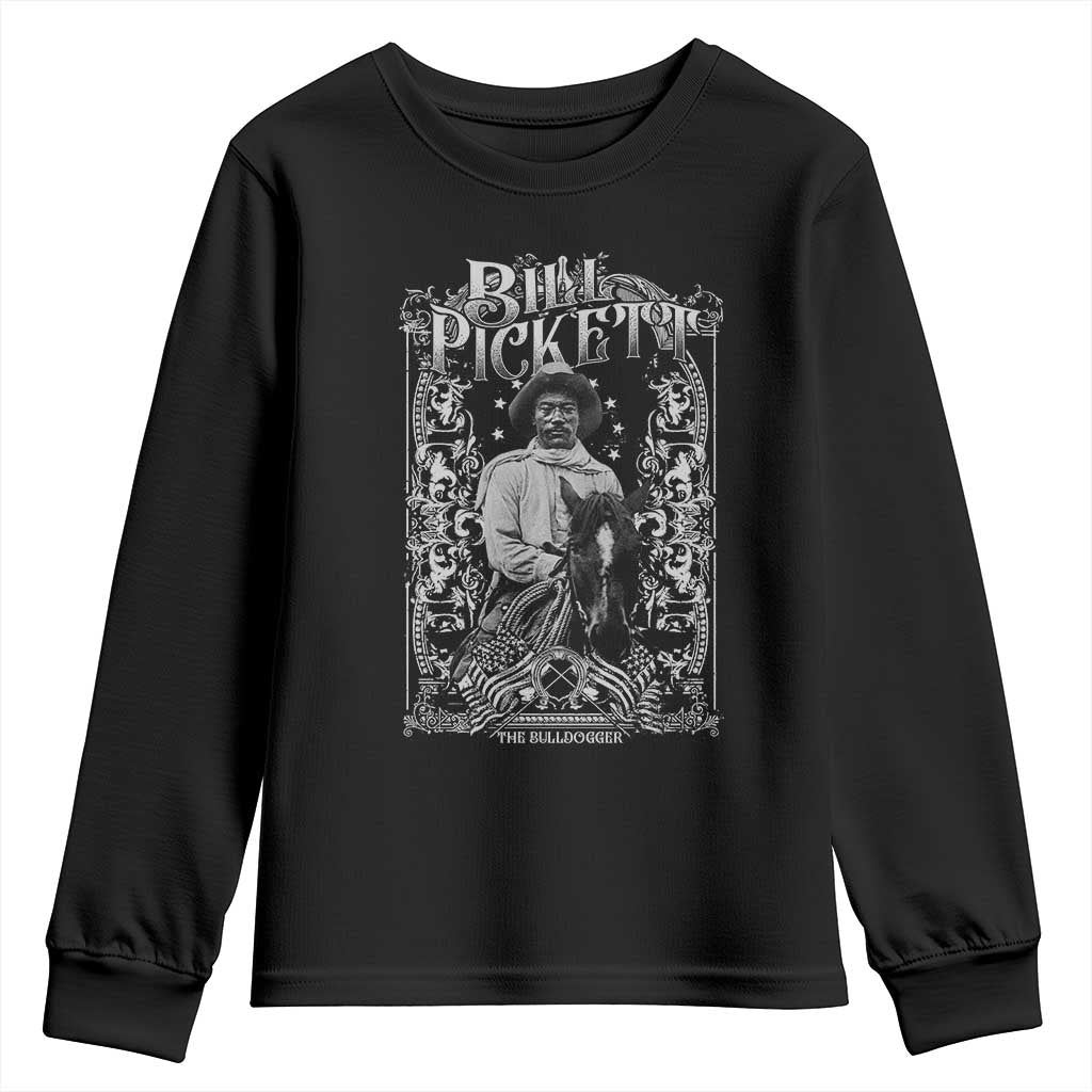 Black Cowboy Bill Pickett Youth Sweatshirt African American Cowboy History TS11 Black Print Your Wear