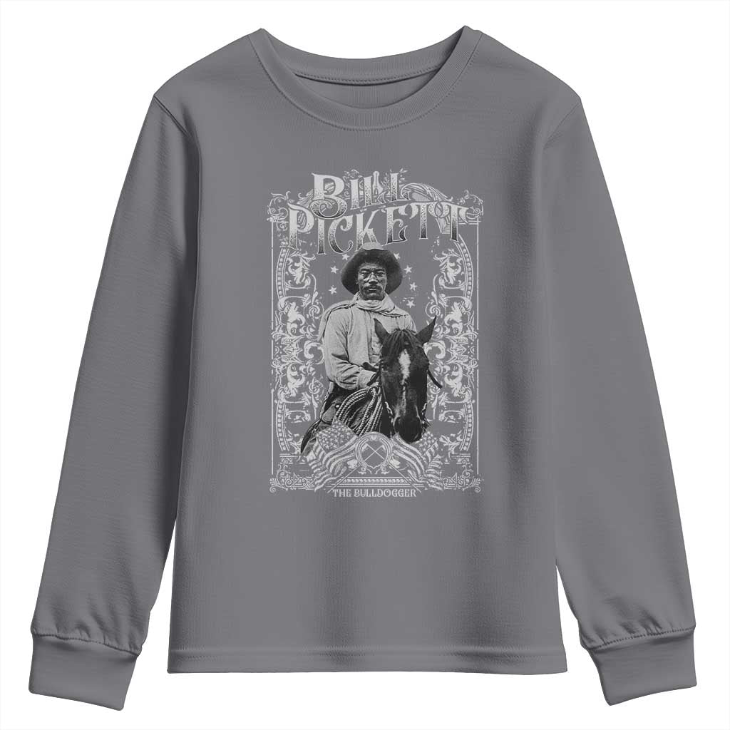 Black Cowboy Bill Pickett Youth Sweatshirt African American Cowboy History TS11 Charcoal Print Your Wear