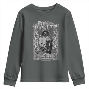 Black Cowboy Bill Pickett Youth Sweatshirt African American Cowboy History TS11 Dark Heather Print Your Wear