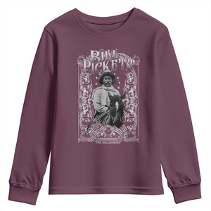 Black Cowboy Bill Pickett Youth Sweatshirt African American Cowboy History TS11 Maroon Print Your Wear
