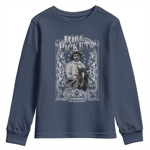 Black Cowboy Bill Pickett Youth Sweatshirt African American Cowboy History TS11 Navy Print Your Wear