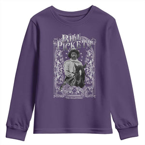 Black Cowboy Bill Pickett Youth Sweatshirt African American Cowboy History TS11 Purple Print Your Wear