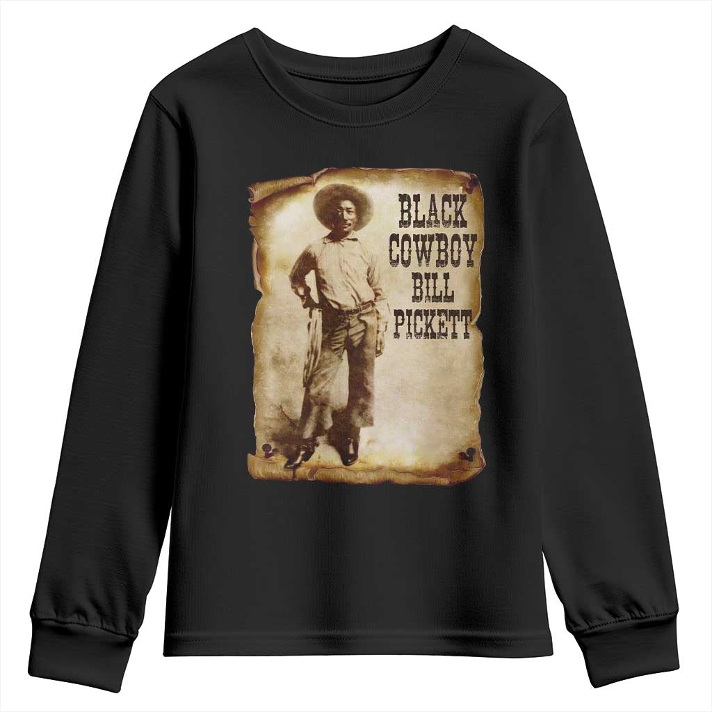 Black Cowboy Bill Pickett Youth Sweatshirt African American Cowboys Black History TS10 Black Print Your Wear