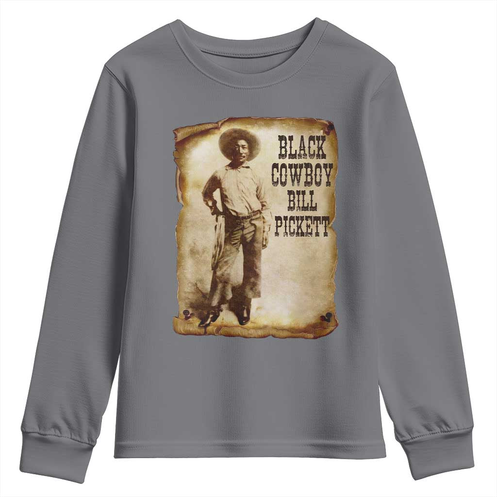 Black Cowboy Bill Pickett Youth Sweatshirt African American Cowboys Black History TS10 Charcoal Print Your Wear