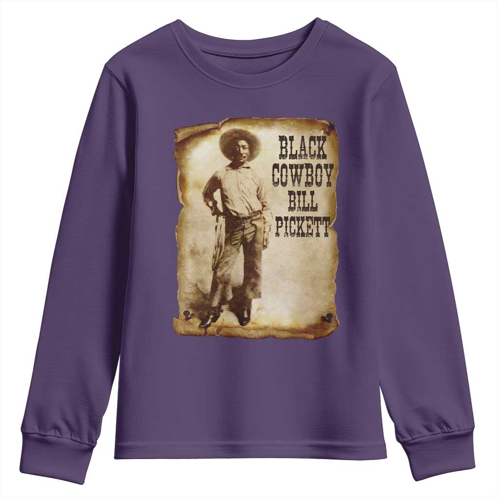 Black Cowboy Bill Pickett Youth Sweatshirt African American Cowboys Black History TS10 Purple Print Your Wear
