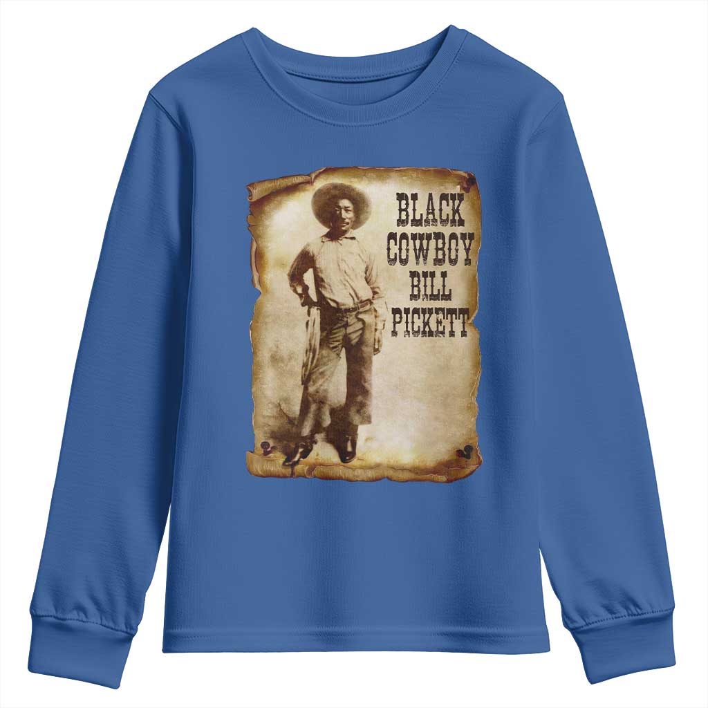 Black Cowboy Bill Pickett Youth Sweatshirt African American Cowboys Black History TS10 Royal Blue Print Your Wear