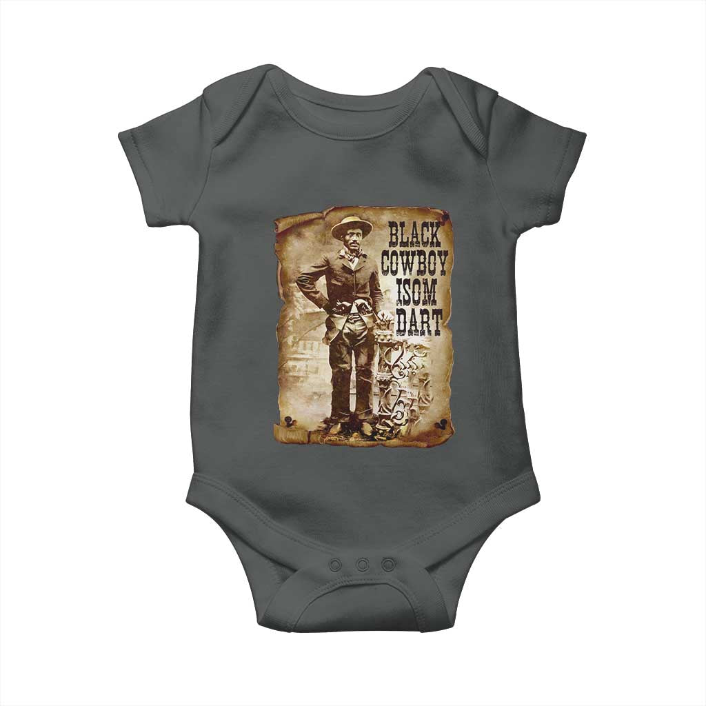 Black Cowboy Isom Dart Baby Onesie African American Cowboys Black History TS10 Dark Heather Print Your Wear