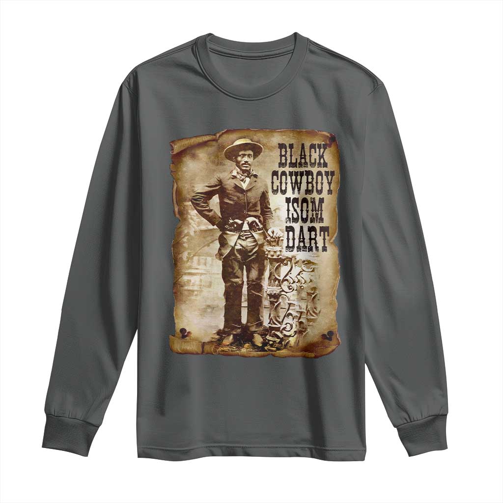 Black Cowboy Isom Dart Long Sleeve Shirt African American Cowboys Black History TS10 Dark Heather Print Your Wear