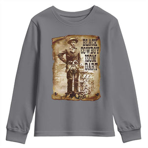 Black Cowboy Isom Dart Youth Sweatshirt African American Cowboys Black History TS10 Charcoal Print Your Wear
