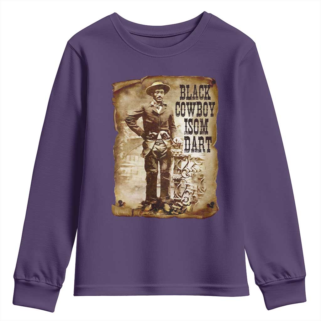 Black Cowboy Isom Dart Youth Sweatshirt African American Cowboys Black History TS10 Purple Print Your Wear