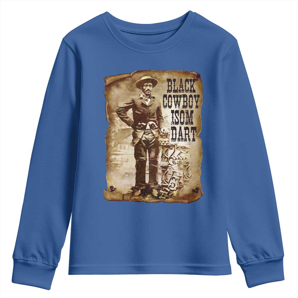 Black Cowboy Isom Dart Youth Sweatshirt African American Cowboys Black History TS10 Royal Blue Print Your Wear