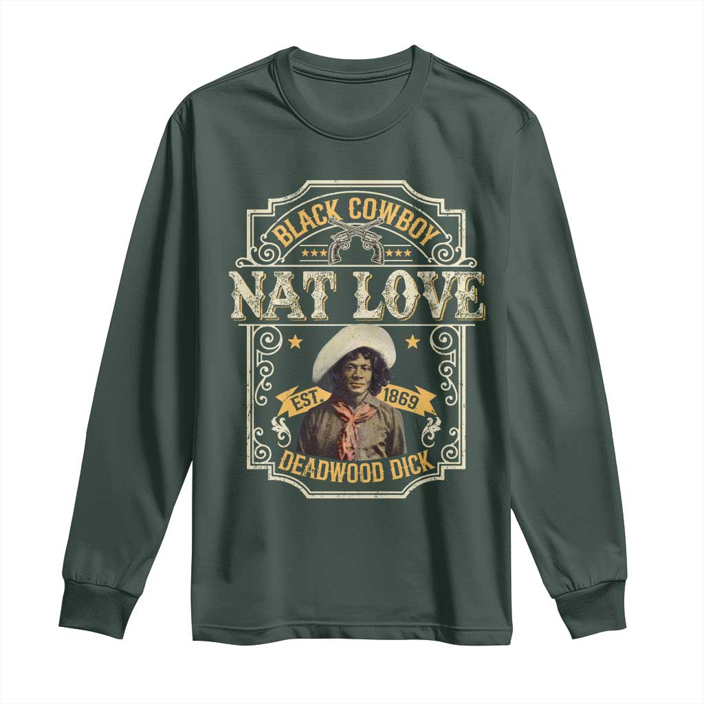Black Cowboy Nat Love Long Sleeve Shirt Deadwood Dick African American Cowboy TS11 Dark Forest Green Print Your Wear