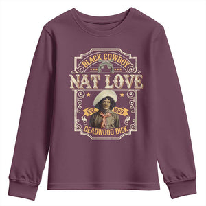 Black Cowboy Nat Love Youth Sweatshirt Deadwood Dick African American Cowboy TS11 Maroon Print Your Wear