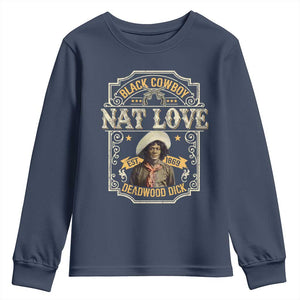 Black Cowboy Nat Love Youth Sweatshirt Deadwood Dick African American Cowboy TS11 Navy Print Your Wear