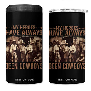 Black Cowboys 4 in 1 Can Cooler Tumbler Western Rodeo Melanin Black History Texas Men TS10 One Size: 16 oz Black Print Your Wear