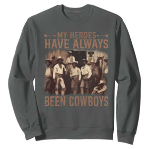 Black Cowboys Sweatshirt Western Rodeo Melanin Black History Texas Men TS10 Dark Heather Print Your Wear