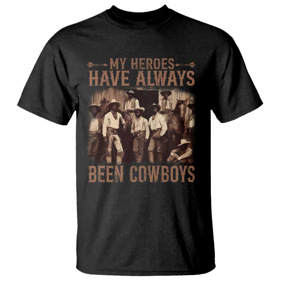 Black Cowboys T Shirt Western Rodeo Melanin Black History Texas Men TS10 Black Print Your Wear