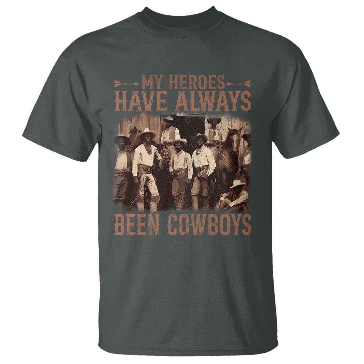 Black Cowboys T Shirt Western Rodeo Melanin Black History Texas Men TS10 Dark Heather Print Your Wear