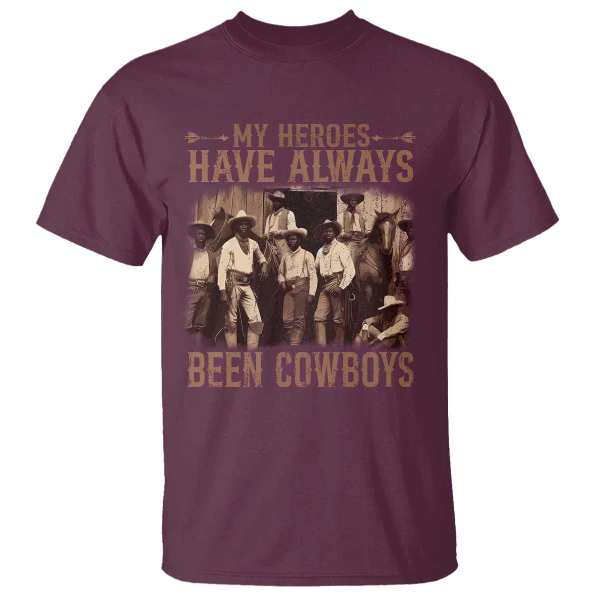 Black Cowboys T Shirt Western Rodeo Melanin Black History Texas Men TS10 Maroon Print Your Wear