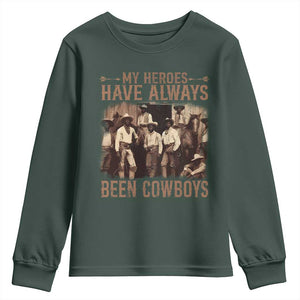 Black Cowboys Youth Sweatshirt Western Rodeo Melanin Black History Texas Men TS10 Dark Forest Green Print Your Wear