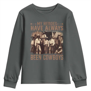 Black Cowboys Youth Sweatshirt Western Rodeo Melanin Black History Texas Men TS10 Dark Heather Print Your Wear