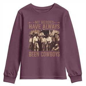 Black Cowboys Youth Sweatshirt Western Rodeo Melanin Black History Texas Men TS10 Maroon Print Your Wear