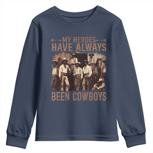 Black Cowboys Youth Sweatshirt Western Rodeo Melanin Black History Texas Men TS10 Navy Print Your Wear