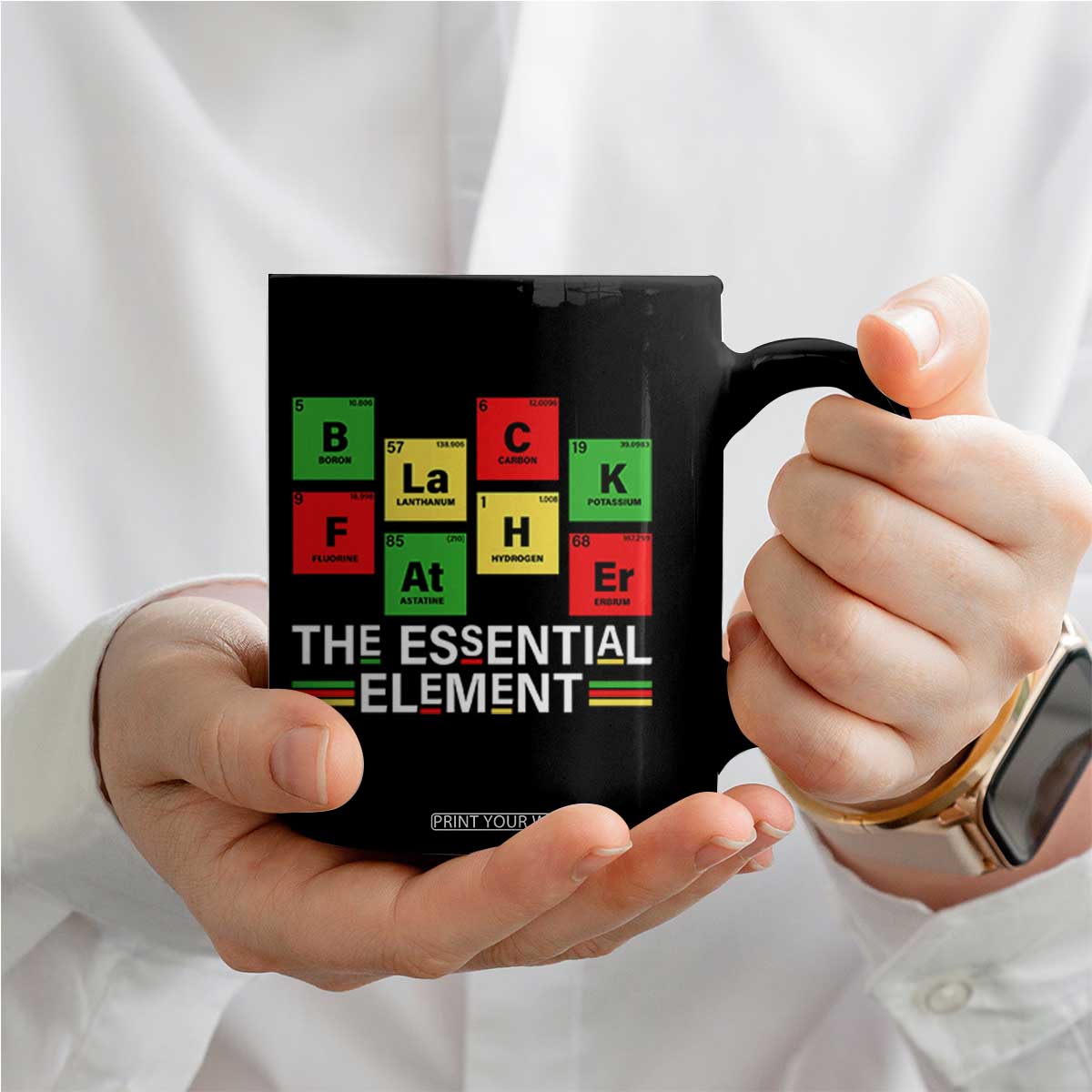 Black Father The Essential Element Coffee Mug Father's Day Juneteenth Chemistry Periodic Table TS11 Print Your Wear