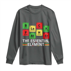 Black Father The Essential Element Long Sleeve Shirt Father's Day Juneteenth Chemistry Periodic Table TS11 Dark Heather Print Your Wear