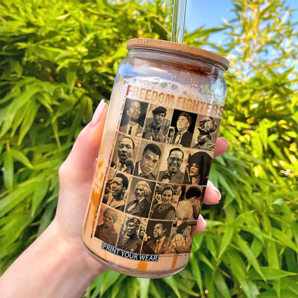Black Freedom Fighters Glass Can Huey P. Newton Bobby Seale Black History Month Juneteenth TS10 Print Your Wear
