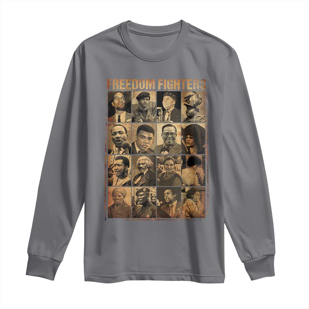 Black Freedom Fighters Long Sleeve Shirt Huey P. Newton Bobby Seale Black History Month Juneteenth TS10 Charcoal Print Your Wear