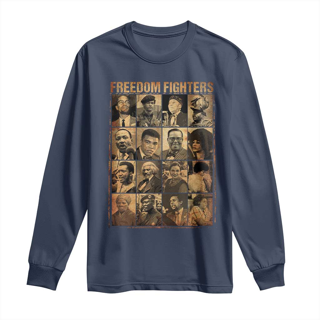 Black Freedom Fighters Long Sleeve Shirt Huey P. Newton Bobby Seale Black History Month Juneteenth TS10 Navy Print Your Wear