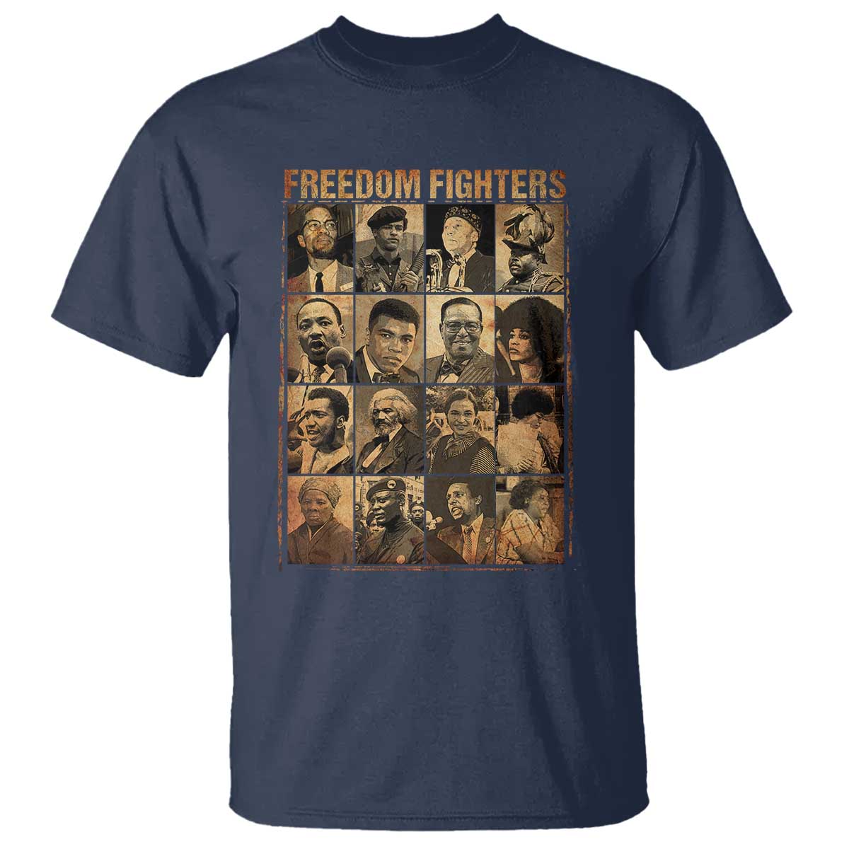Black Freedom Fighters T Shirt Huey P. Newton Bobby Seale Black History Month Juneteenth TS10 Navy Print Your Wear