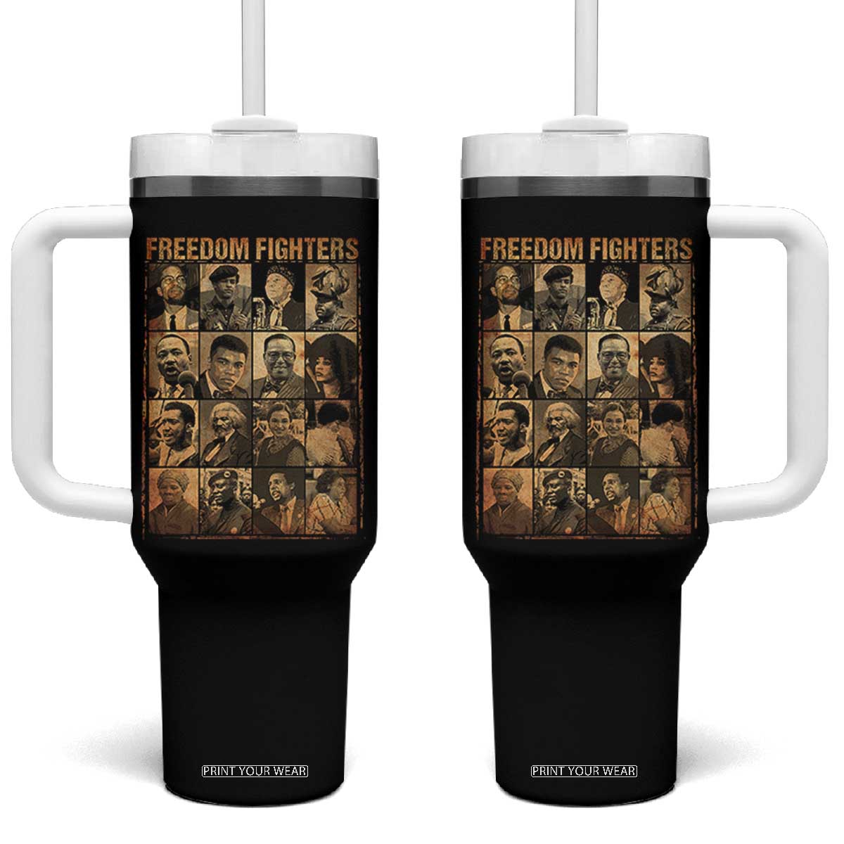 Black Freedom Fighters Tumbler With Handle Huey P. Newton Bobby Seale Black History Month Juneteenth TS10 One Size: 40 oz Black Print Your Wear