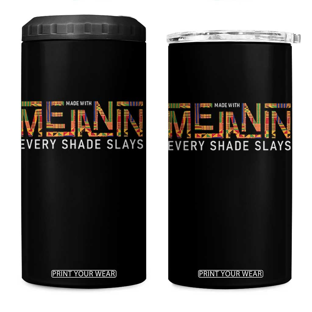 Black History 4 in 1 Can Cooler Tumbler Melanin Kente Juneteenth Black History TS10 One Size: 16 oz Black Print Your Wear